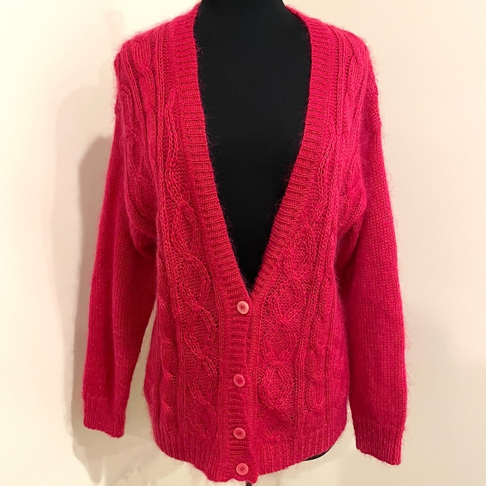 Vintage Raspberry Cardigan Sweater - Picture 2 of 7